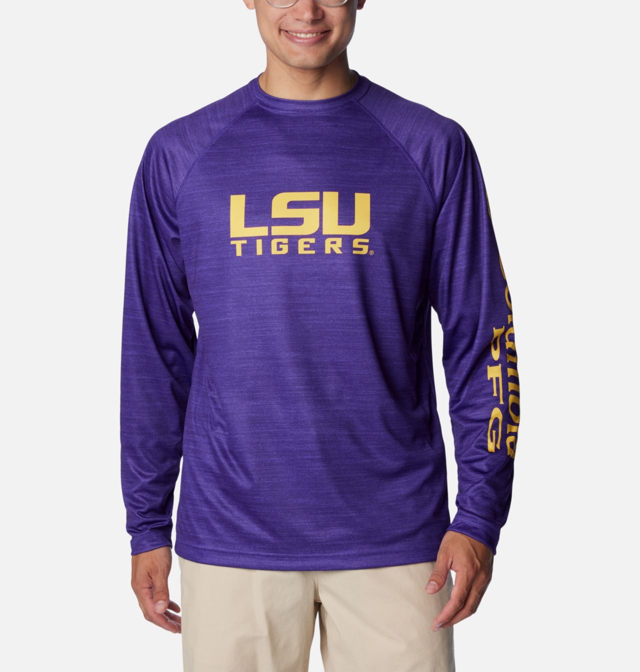 Men's Collegiate PFG Terminal Tackle™ Heather Long Sleeve Shirt - LSU 1