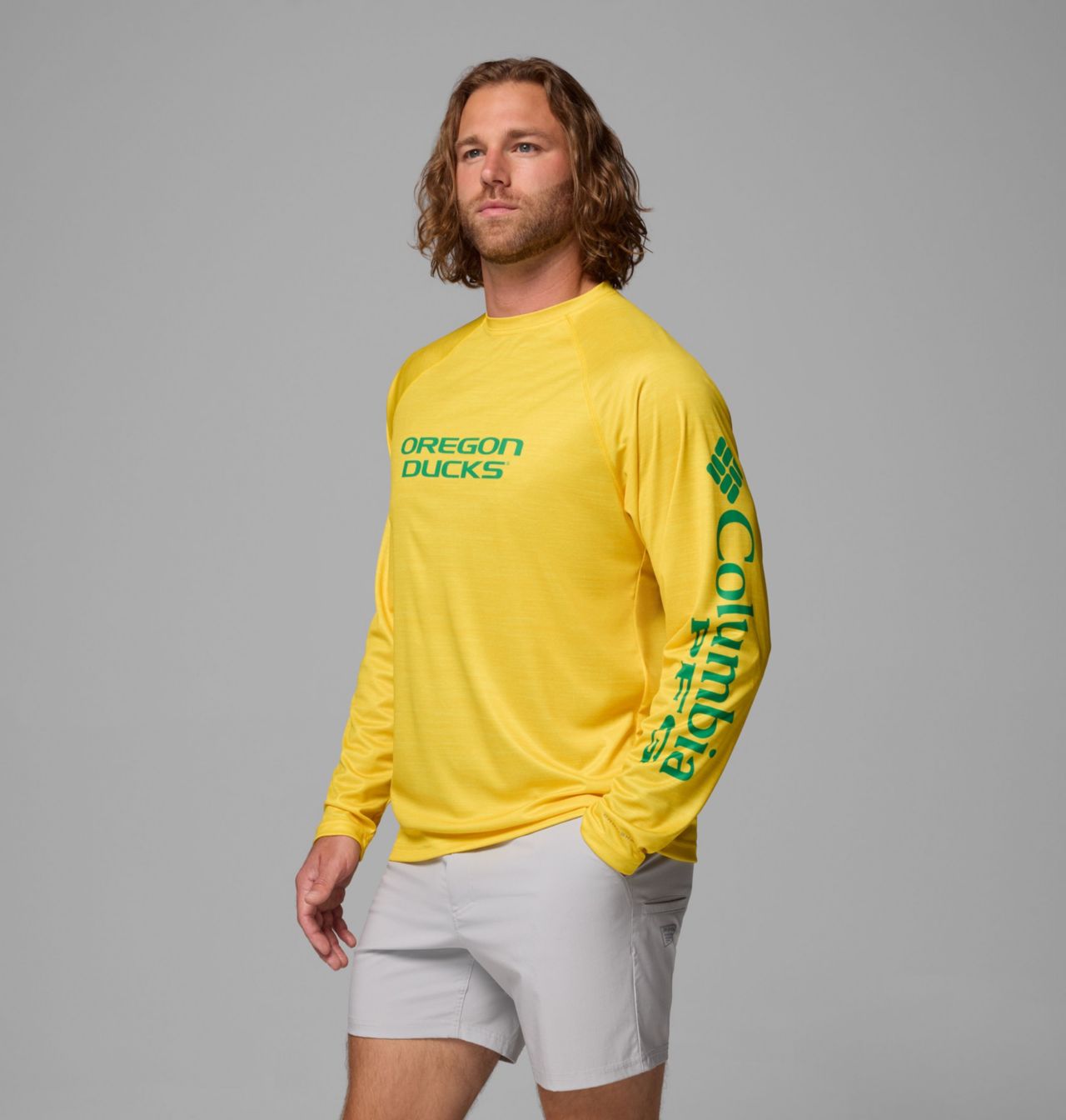 Men's Collegiate PFG Terminal Tackle™ Heather Long Sleeve Shirt - Oregon 3
