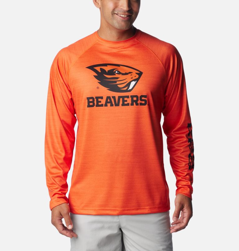Men's Collegiate PFG Terminal Tackle Heather Long Sleeve Shirt - Oregon State, Color: OSU - Tangy Orange Heather, image 1