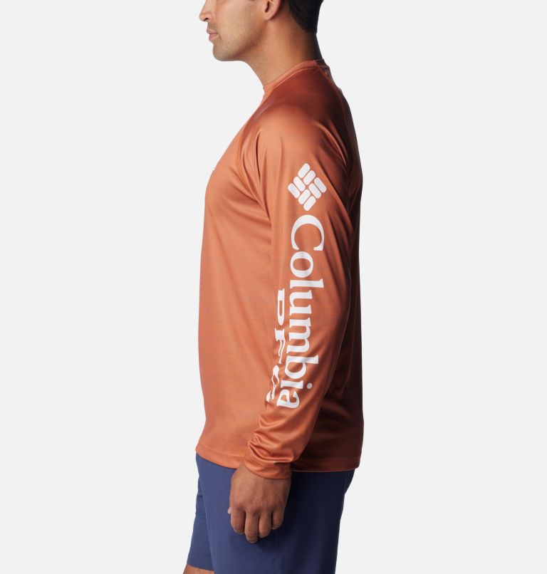 Men's Collegiate PFG Terminal Tackle Heather Long Sleeve Shirt - Texas, Color: TEX - Cedar Heather, image 3