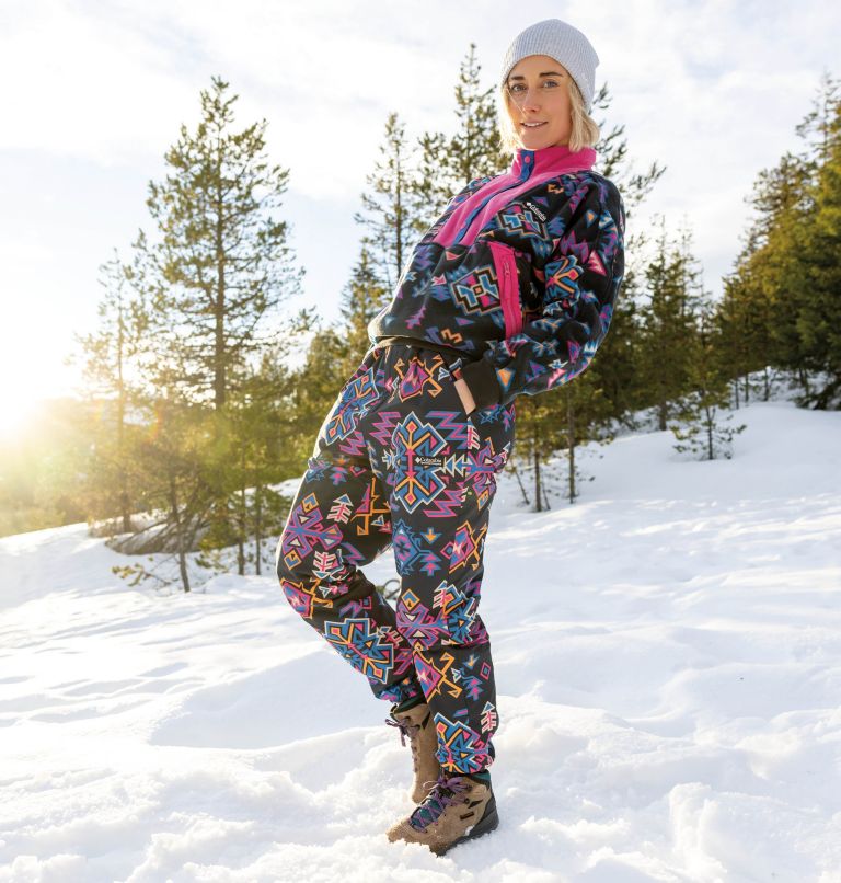 Women's Wintertrainer Woven Ski Trousers, Color: Black Woven Nature Print, image 6