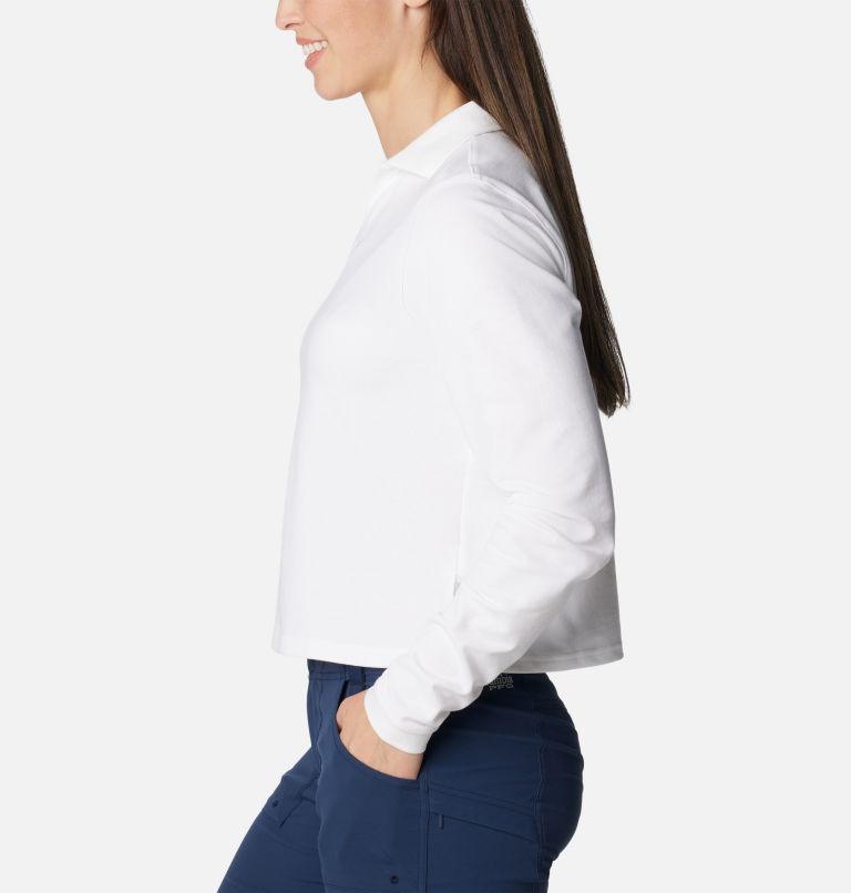 Women's PFG Reel Beauty Long Sleeve Polo, Color: White, image 3