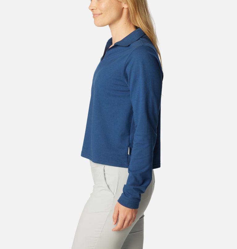 Women's PFG Reel Beauty Long Sleeve Polo, Color: Carbon, image 3