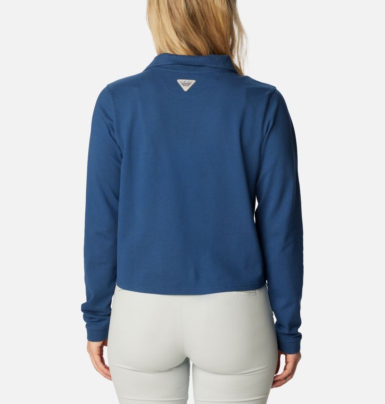 Women's PFG Reel Beauty Long Sleeve Polo, Color: Carbon, image 2