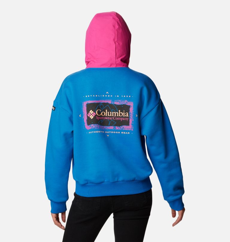 Women's Wintertrainer Graphic Hoodie, Color: Bright Indigo, Fuchsia Fizz, image 2