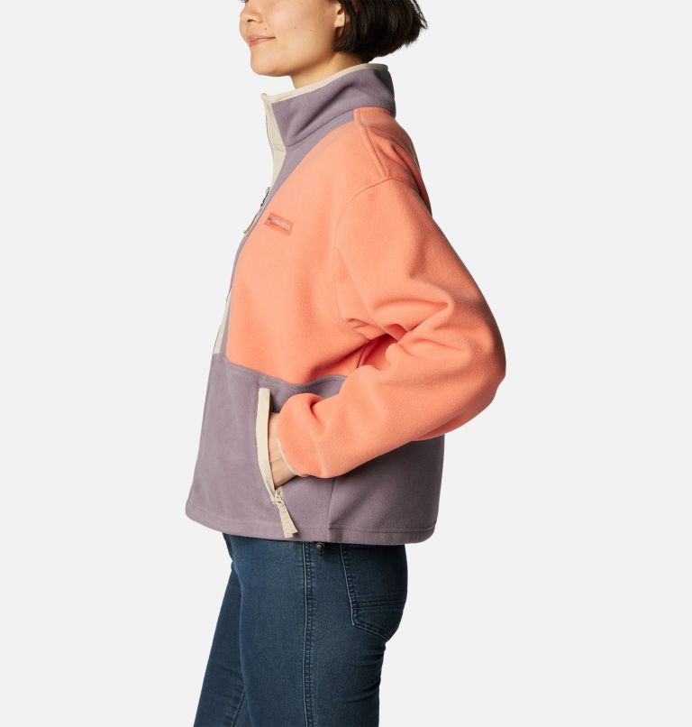 Women's Backbowl Remastered Fleece Jacket, Color: Faded Peach, Granite Purple, image 3