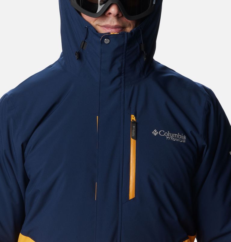 Men's Winter District II Waterproof Ski Jacket, Color: Raw Honey, Collegiate Navy, image 4