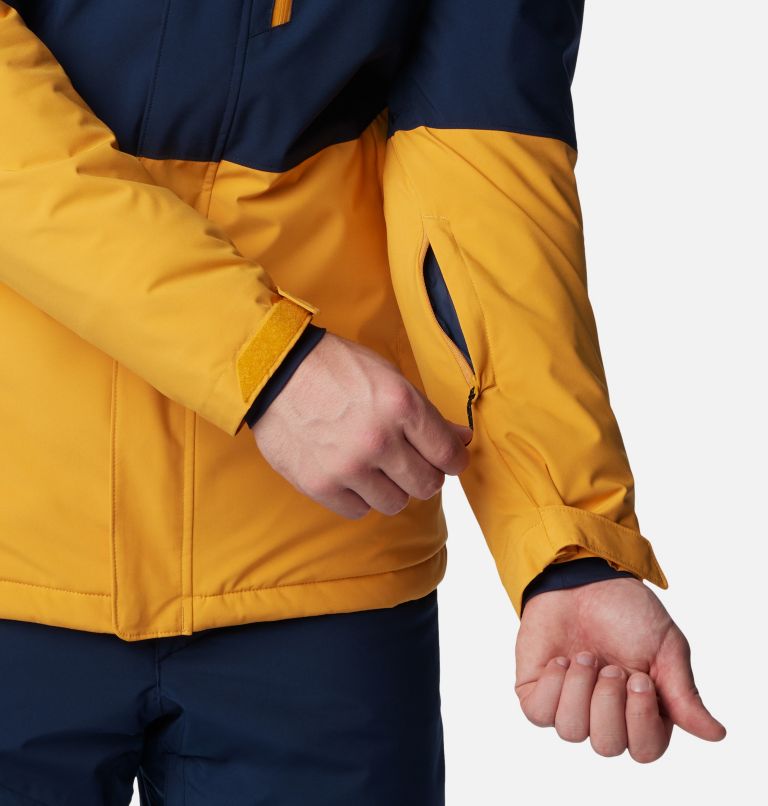 Men's Winter District II Waterproof Ski Jacket, Color: Raw Honey, Collegiate Navy, image 10