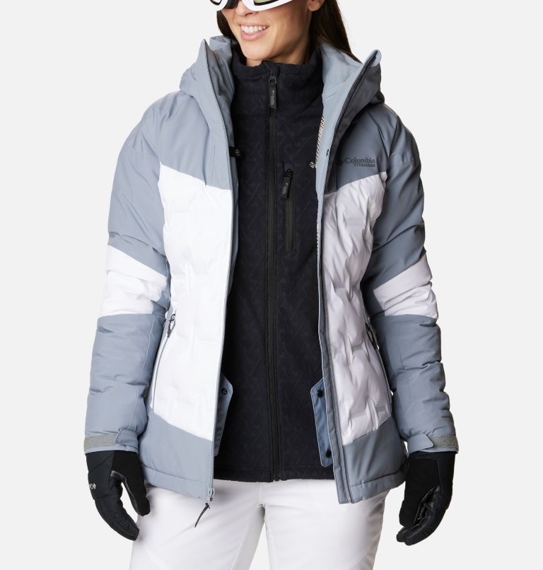 Grey and shop white ski jacket