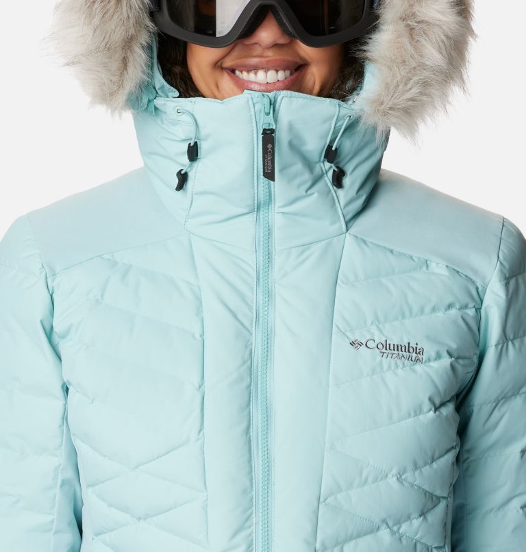 Women's Bird Mountain II Insulated Down Ski Jacket, Color: Aqua Haze, image 4