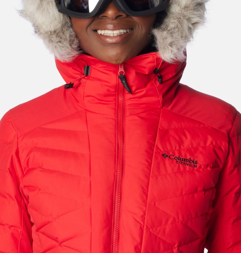 Thumbnail: Women's Bird Mountain II Insulated Down Ski Jacket, Color: Red Lily, image 4