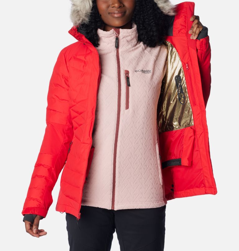 Thumbnail: Women's Bird Mountain II Insulated Down Ski Jacket, Color: Red Lily, image 6