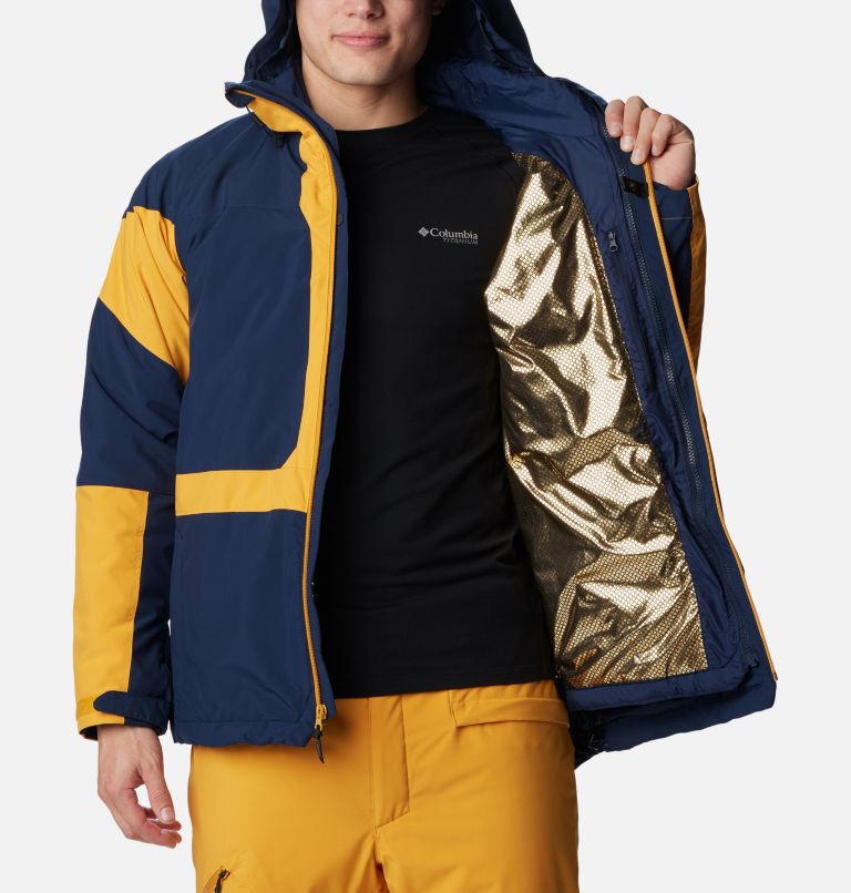 Men's Powder Canyon Interchange II Jacket, Color: Collegiate Navy, Raw Honey, image 6