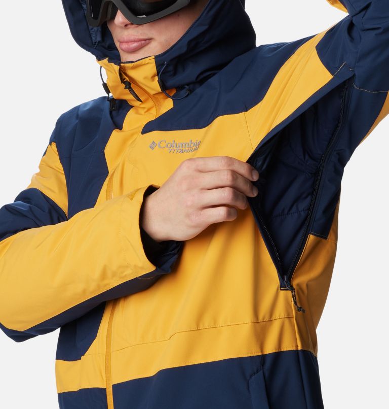 Men's Powder Canyon Interchange II Jacket, Color: Collegiate Navy, Raw Honey, image 9