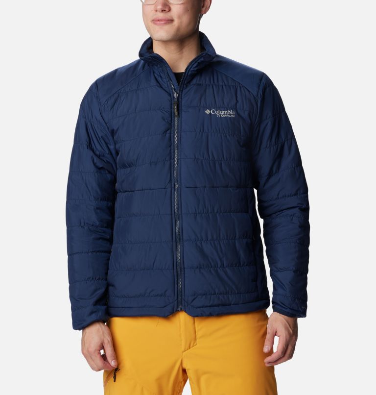 Thumbnail: Men's Powder Canyon Interchange II Jacket, Color: Collegiate Navy, Raw Honey, image 11
