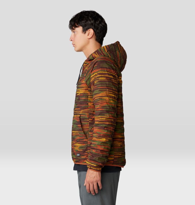 Men's Stretchdown Light Pullover Hoody, Color: Iron Oxide Stria Print, image 3