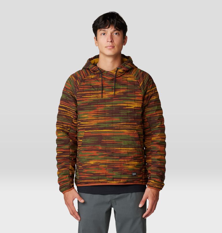 Men's Stretchdown Light Pullover Hoody, Color: Iron Oxide Stria Print, image 1