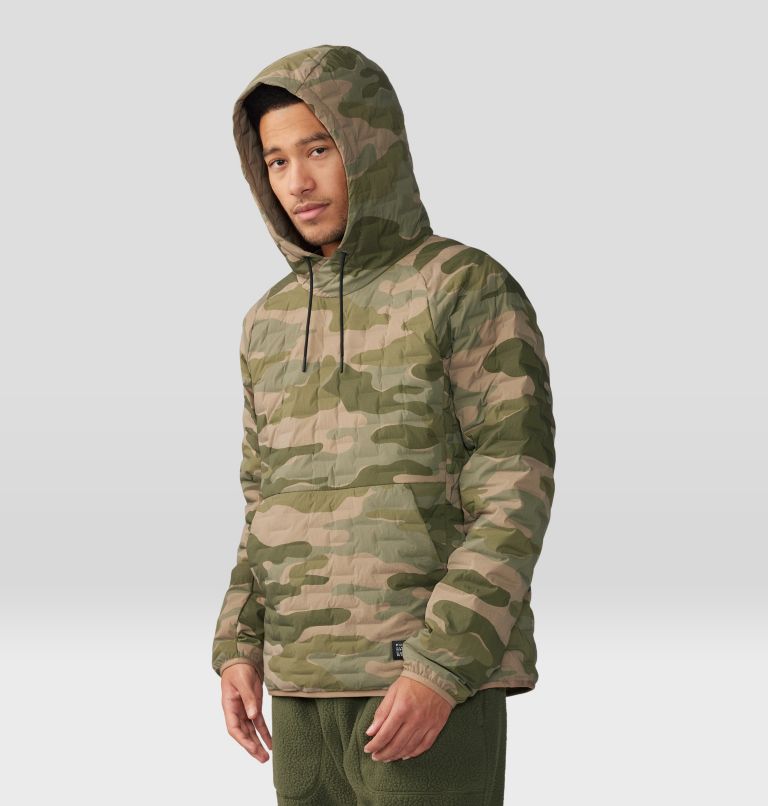Men's Stretchdown Light Pullover Hoody, Color: Trail Dust Camo Print, image 5
