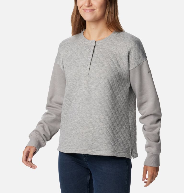 Thumbnail: Women's Hart Mountain Quilted Crew, Color: Light Grey Heather, image 5