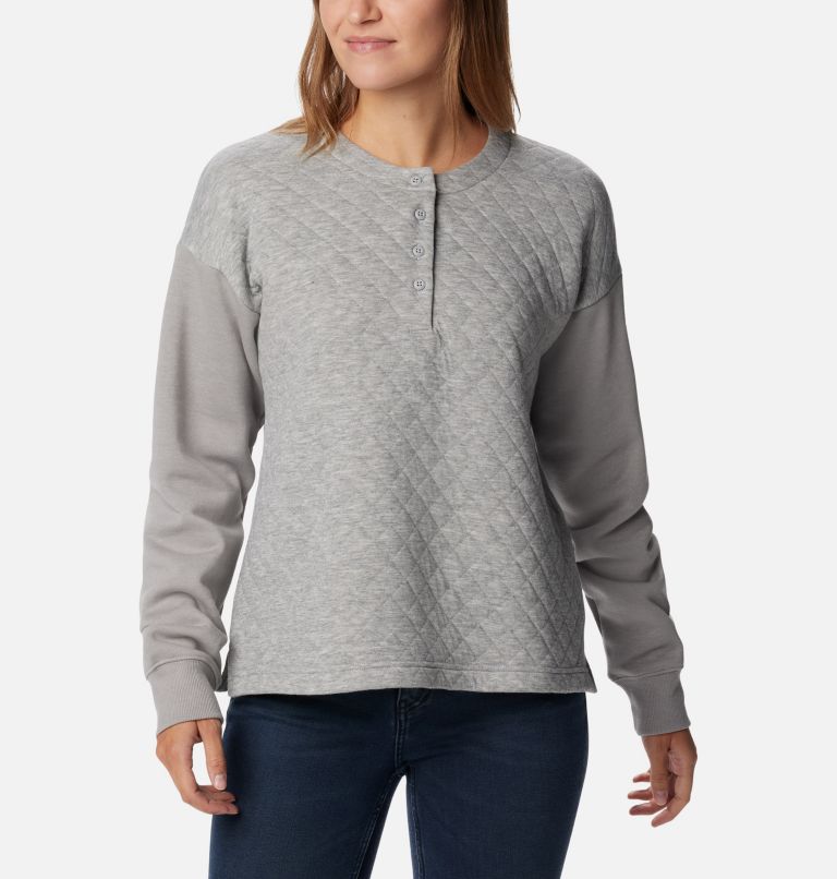 Thumbnail: Women's Hart Mountain Quilted Crew, Color: Light Grey Heather, image 1