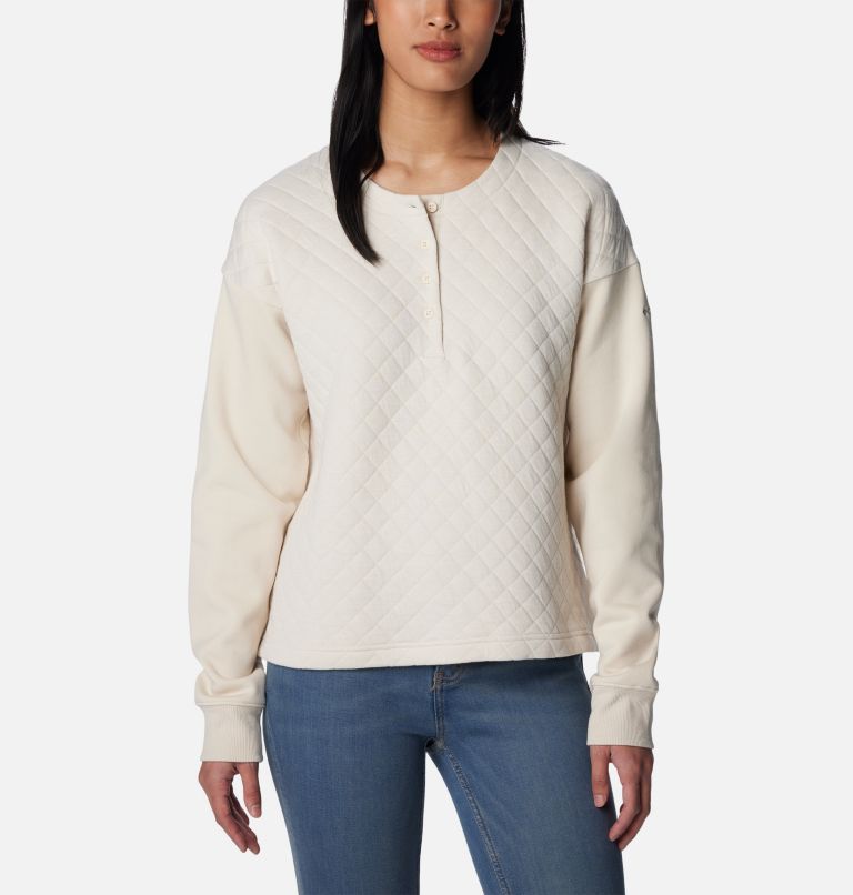 Women's Hart Mountain Quilted Crew, Color: Chalk, image 1