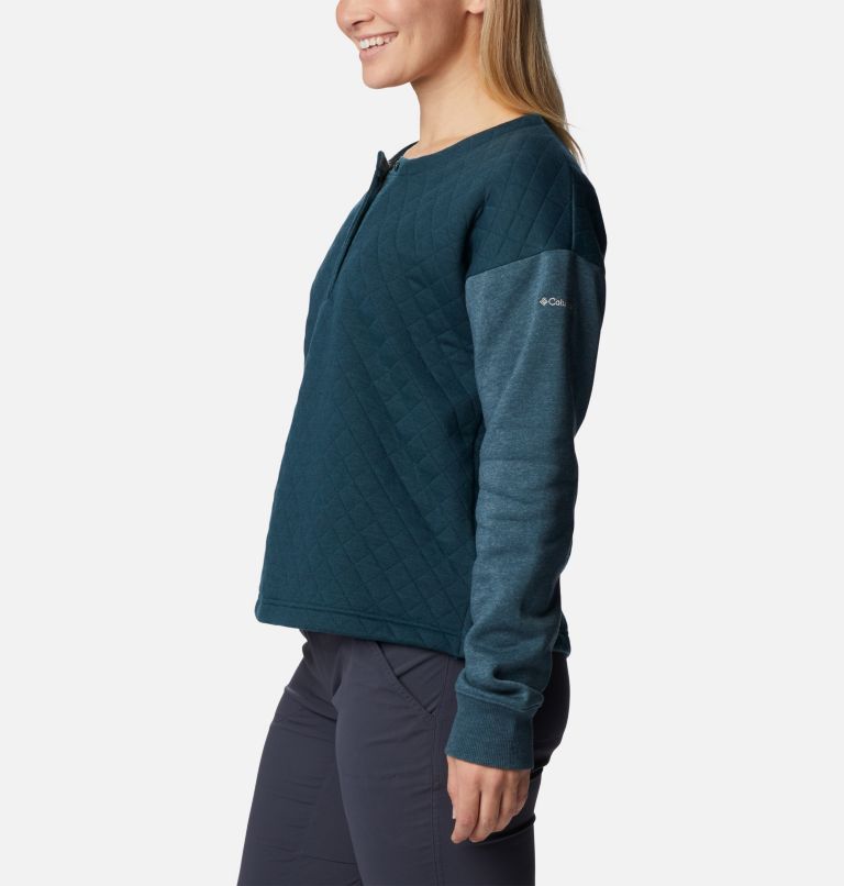 Women's Hart Mountain Quilted Crew, Color: Night Wave Heather, image 3
