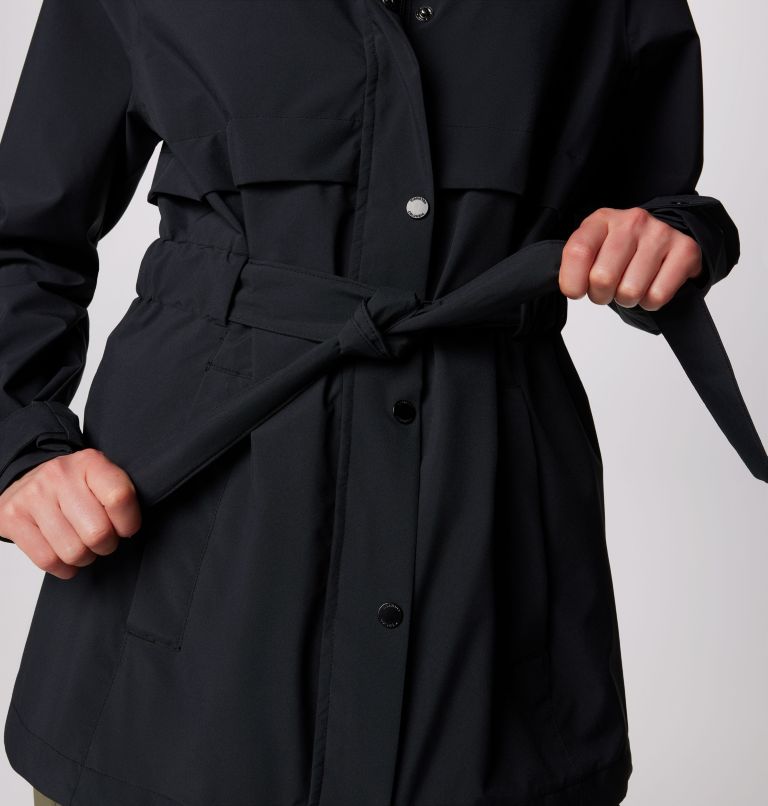 Women's Long Valley Trench II, Color: Black, image 7