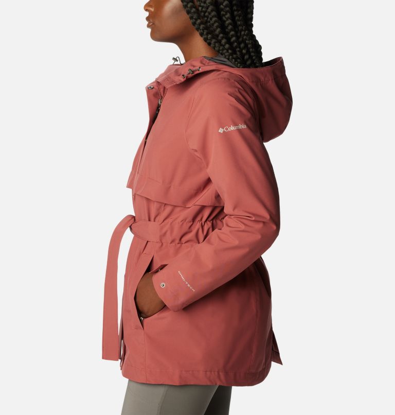 Thumbnail: Women's Long Valley Rain Trench II, Color: Beetroot, image 3