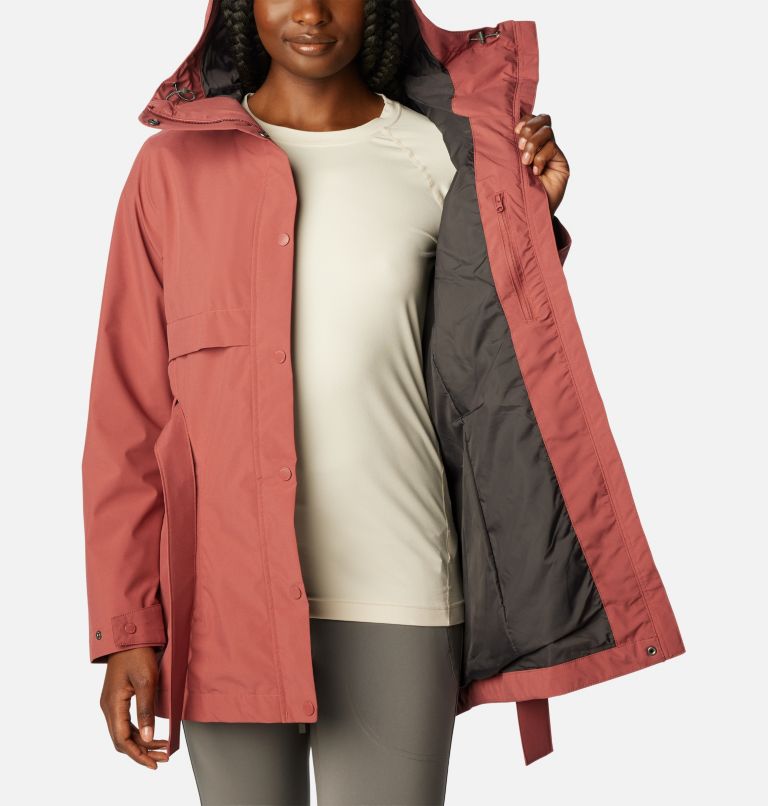 Thumbnail: Women's Long Valley Rain Trench II, Color: Beetroot, image 5