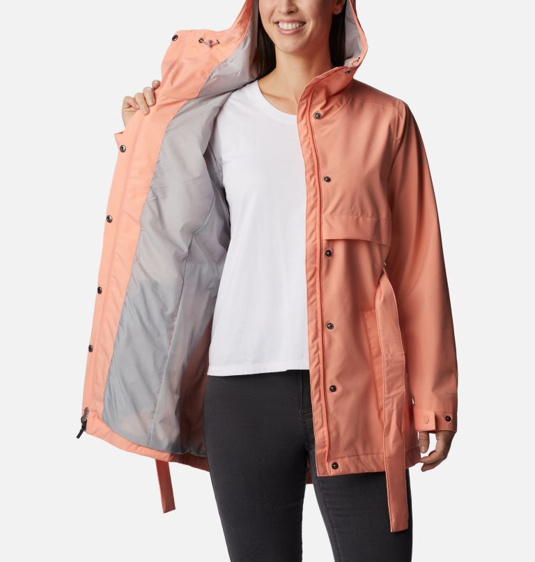 Women's Long Valley Rain Trench II, Color: Summer Peach, image 5