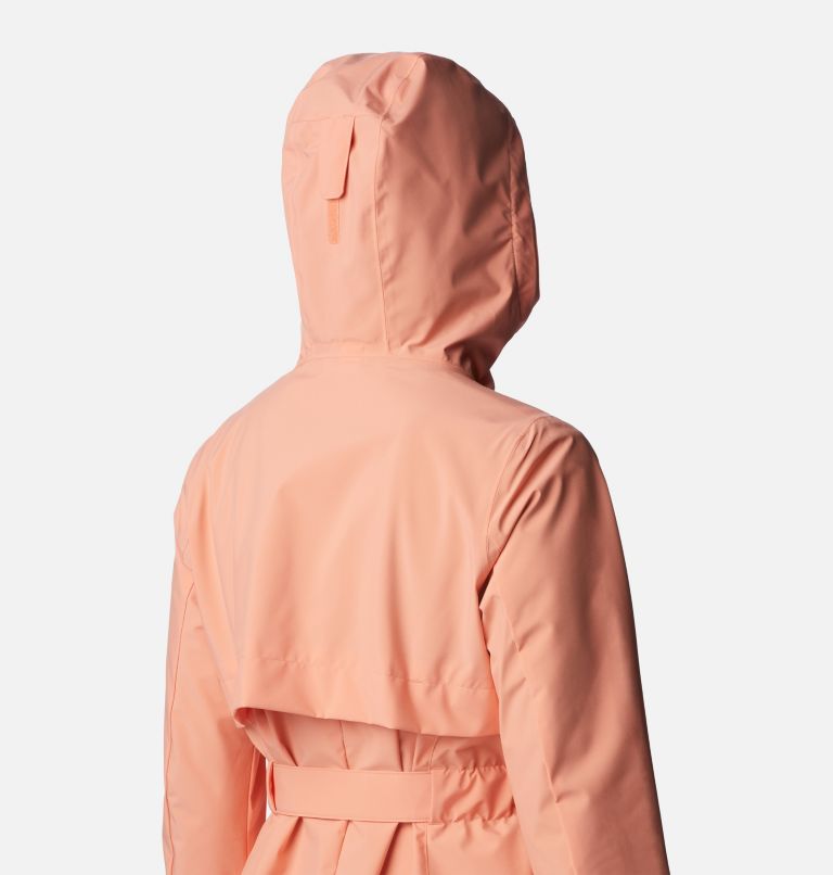 Women's Long Valley Rain Trench II, Color: Summer Peach, image 6
