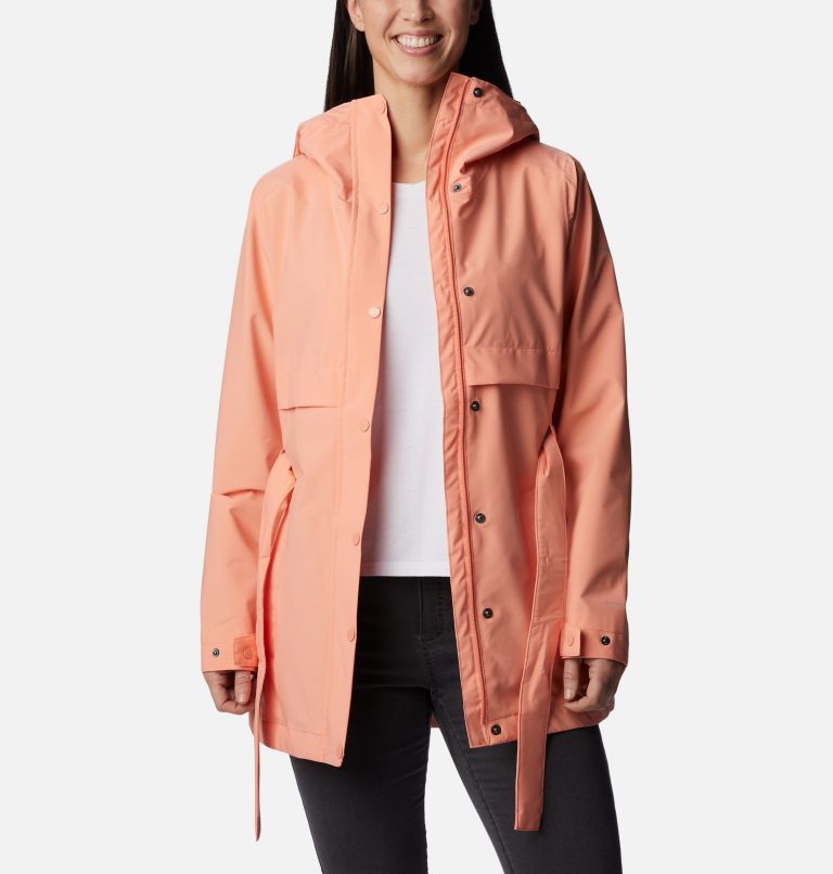 Trench mi-long imperméable à capuche kaki pour femme – Queen HBT