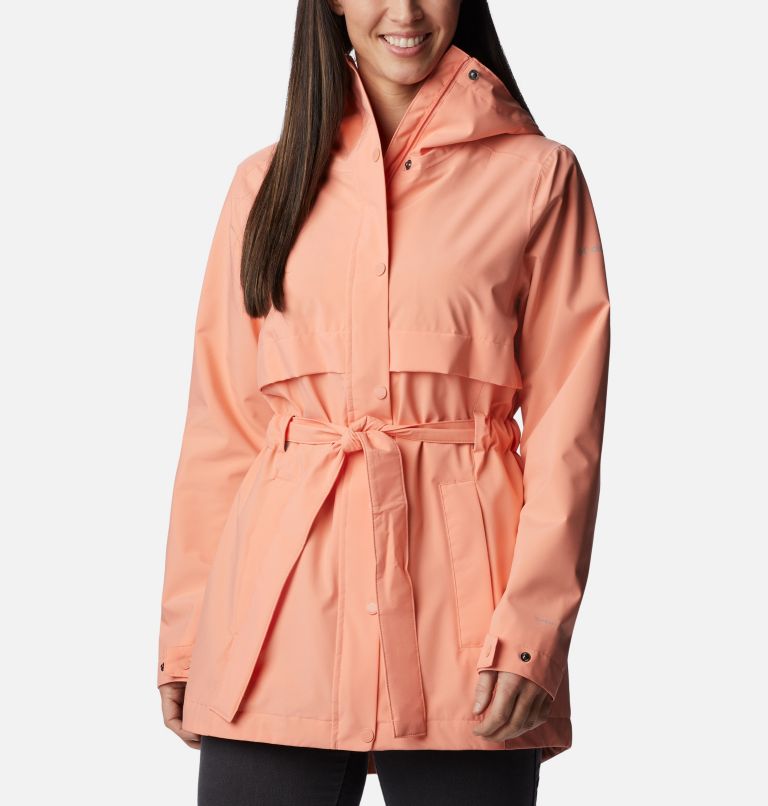 Women's Long Valley Rain Trench II, Color: Summer Peach, image 1