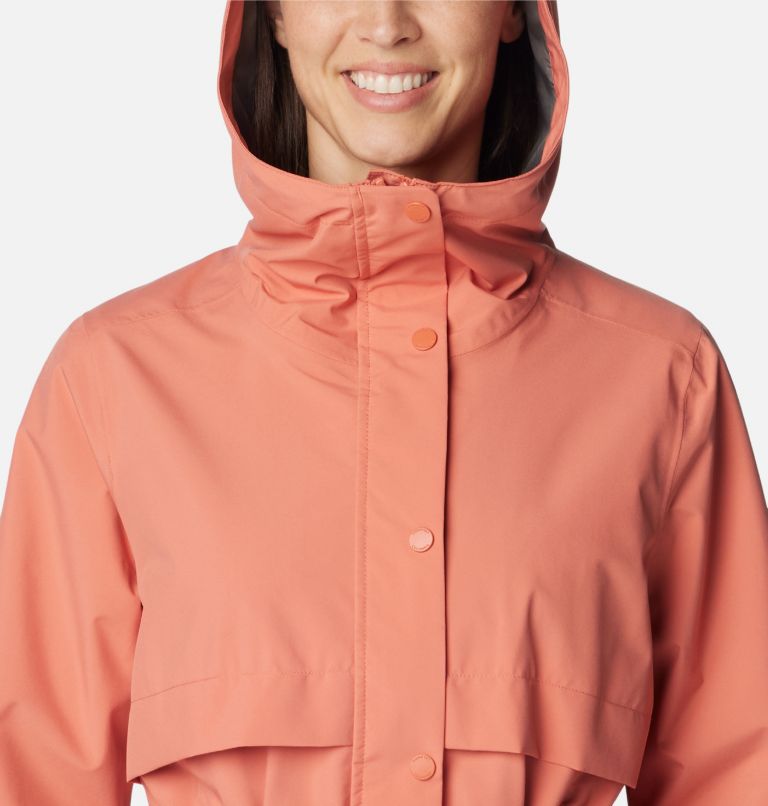 Women's Long Valley Rain Trench II, Color: Faded Peach, image 4