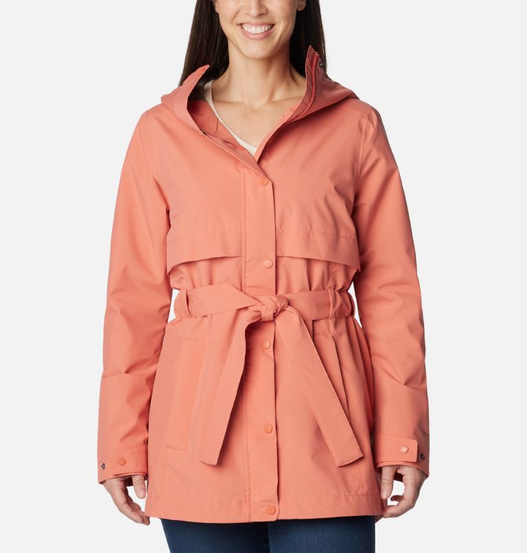 Women's Long Valley Rain Trench II, Color: Faded Peach, image 1