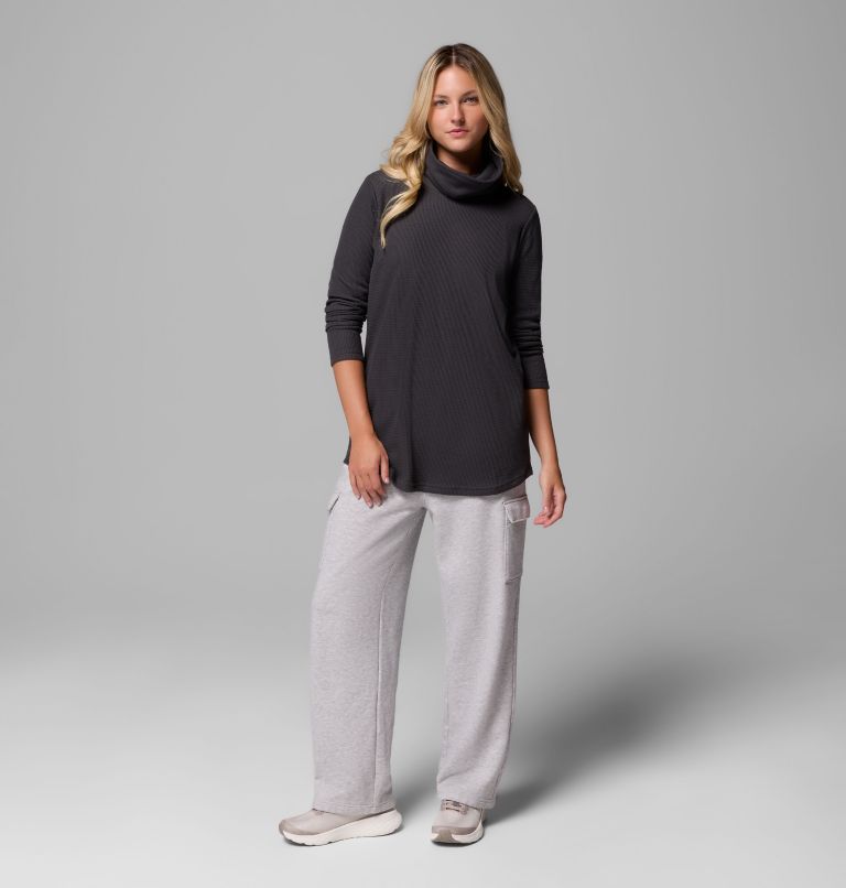 Women's Holly Hideaway Waffle Cowl Neck Pullover, Color: Shark, image 2