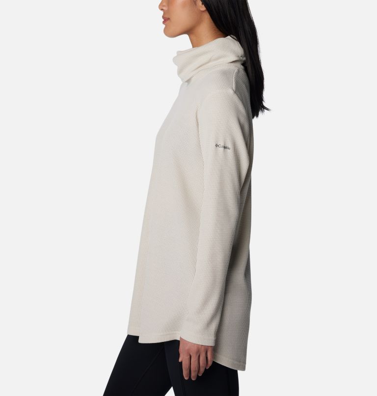 Women's Holly Hideaway Waffle Cowl Neck Pullover, Color: Dark Stone, image 3