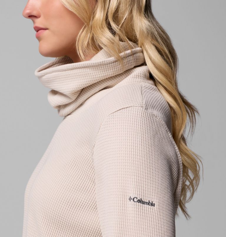 Women's Holly Hideaway Waffle Cowl Neck Pullover, Color: Dark Stone, image 7