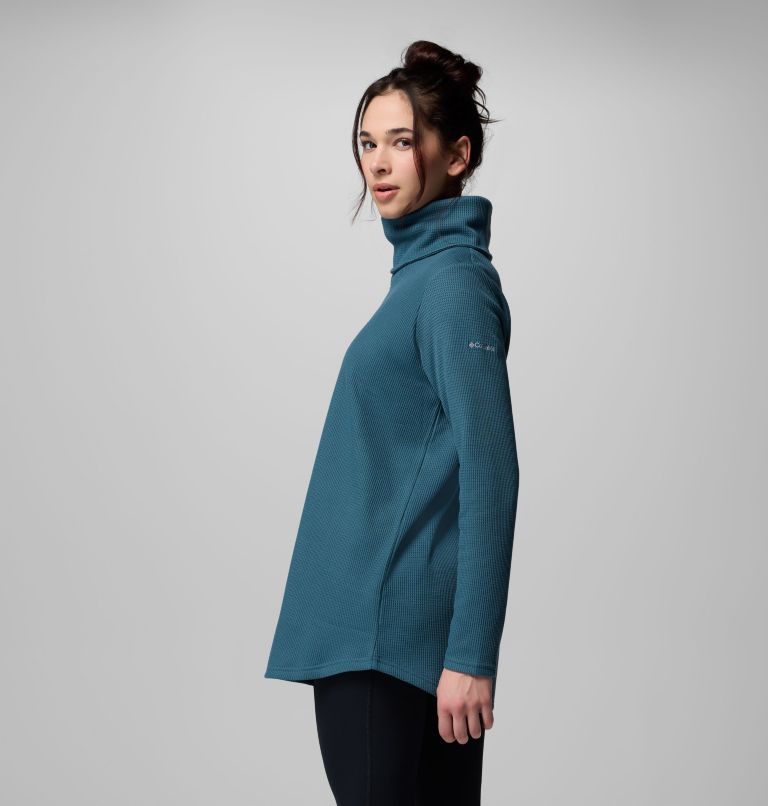 Women's Holly Hideaway Waffle Cowl Neck Pullover, Color: Everblue, image 4