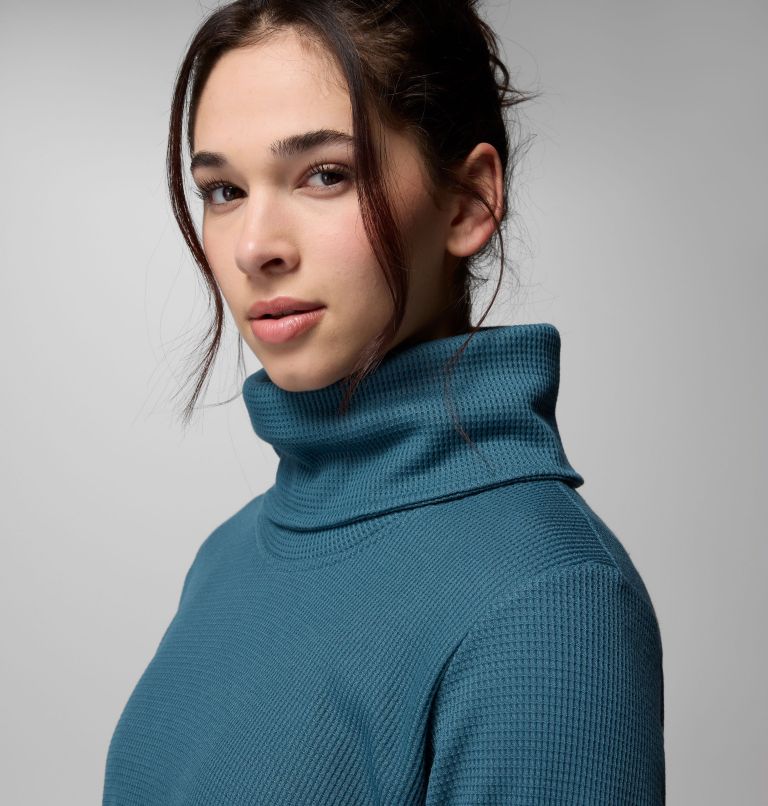 Women's Holly Hideaway Waffle Cowl Neck Pullover, Color: Everblue, image 5