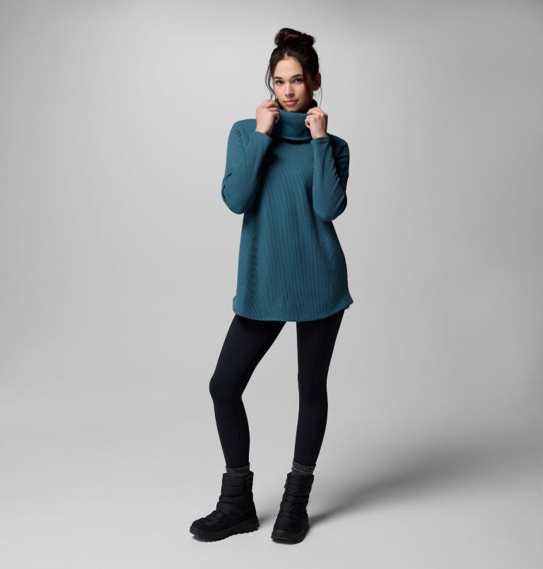 Women's Holly Hideaway Waffle Cowl Neck Pullover, Color: Everblue, image 2