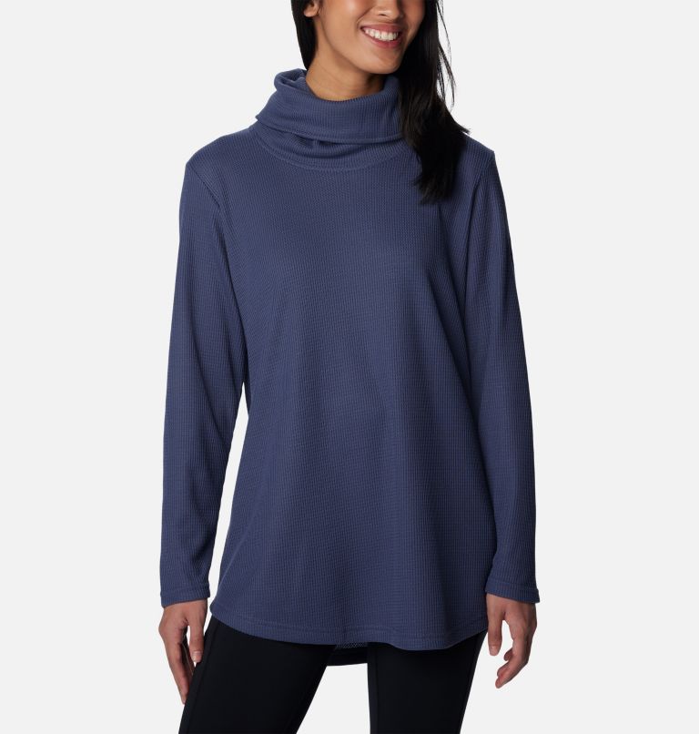 Women's Holly Hideaway Waffle Cowl Neck Pullover, Color: Nocturnal, image 1