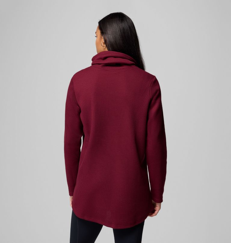 Women's Holly Hideaway Waffle Cowl Neck Pullover, Color: Rich Wine, image 3