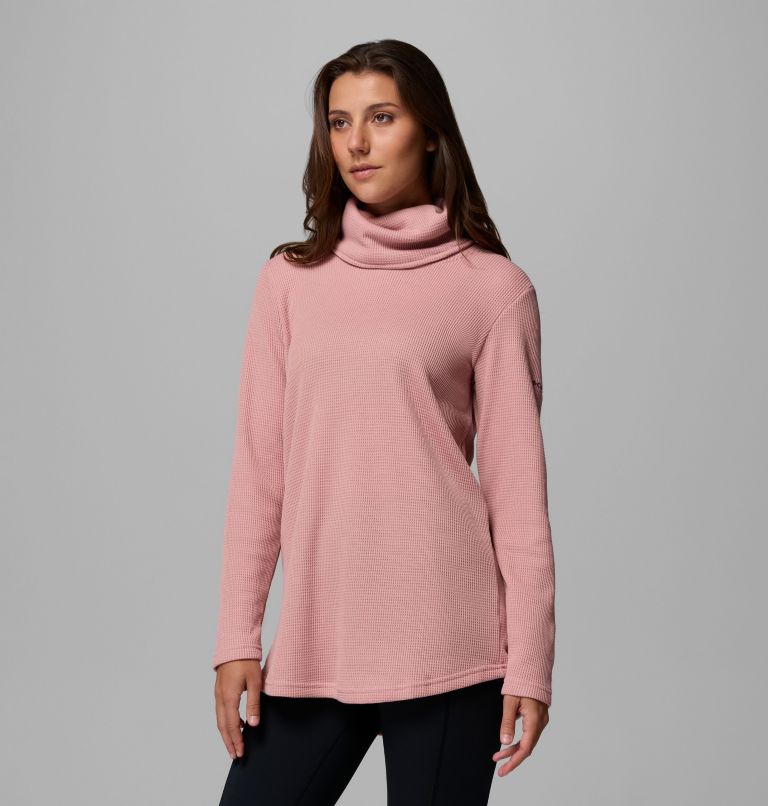 Women's Holly Hideaway Waffle Cowl Neck Pullover, Color: Eraser Pink, image 4