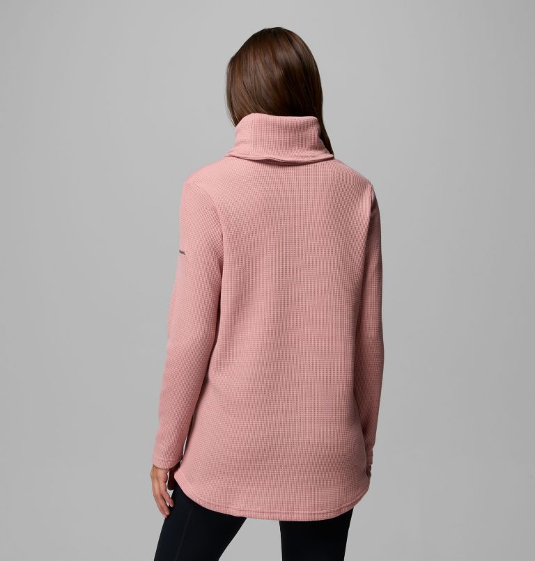 Women's Holly Hideaway Waffle Cowl Neck Pullover, Color: Eraser Pink, image 3