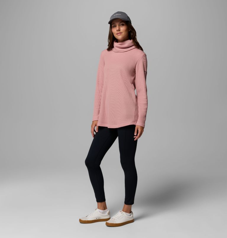 Women's Holly Hideaway Waffle Cowl Neck Pullover, Color: Eraser Pink, image 2