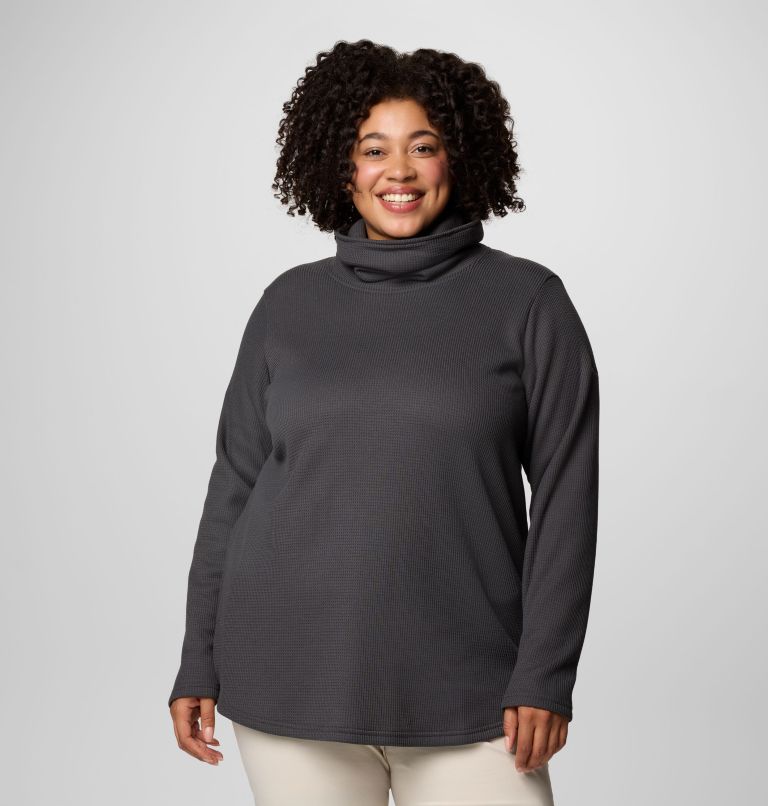 Women s Holly Hideaway Waffle Cowl Neck Pullover Plus Size