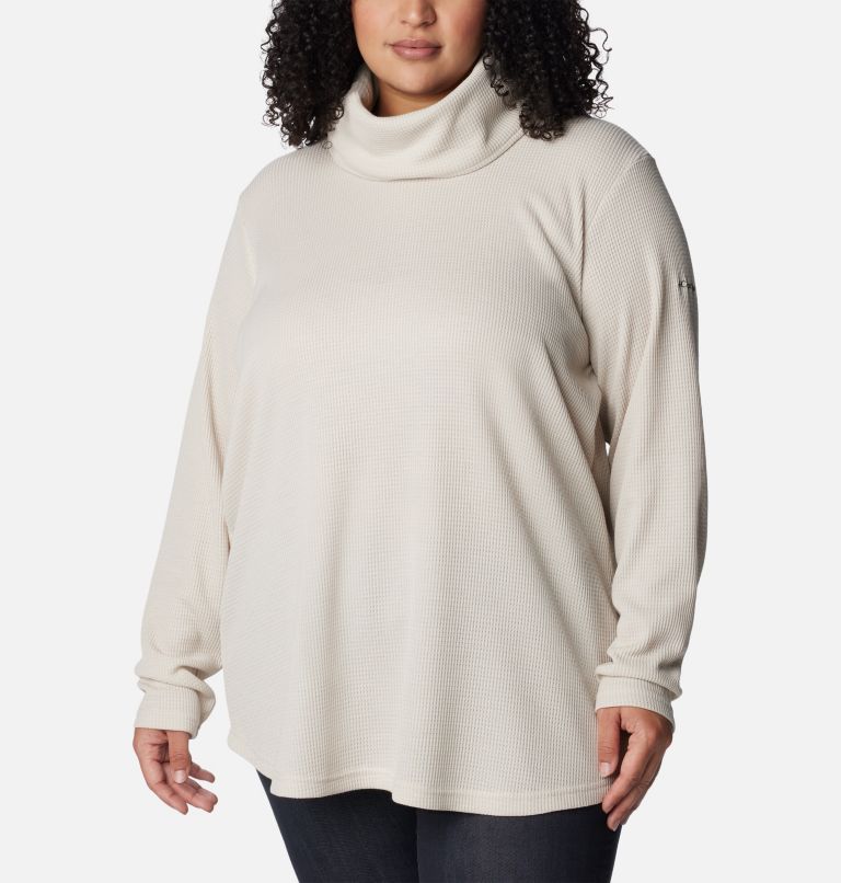 Women's Holly Hideaway Waffle Cowl Neck Pullover - Plus Size, Color: Dark Stone, image 5