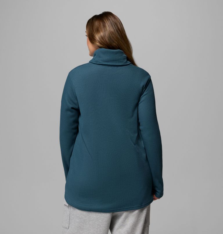 Women's Holly Hideaway Waffle Cowl Neck Pullover - Plus Size, Color: Everblue, image 3