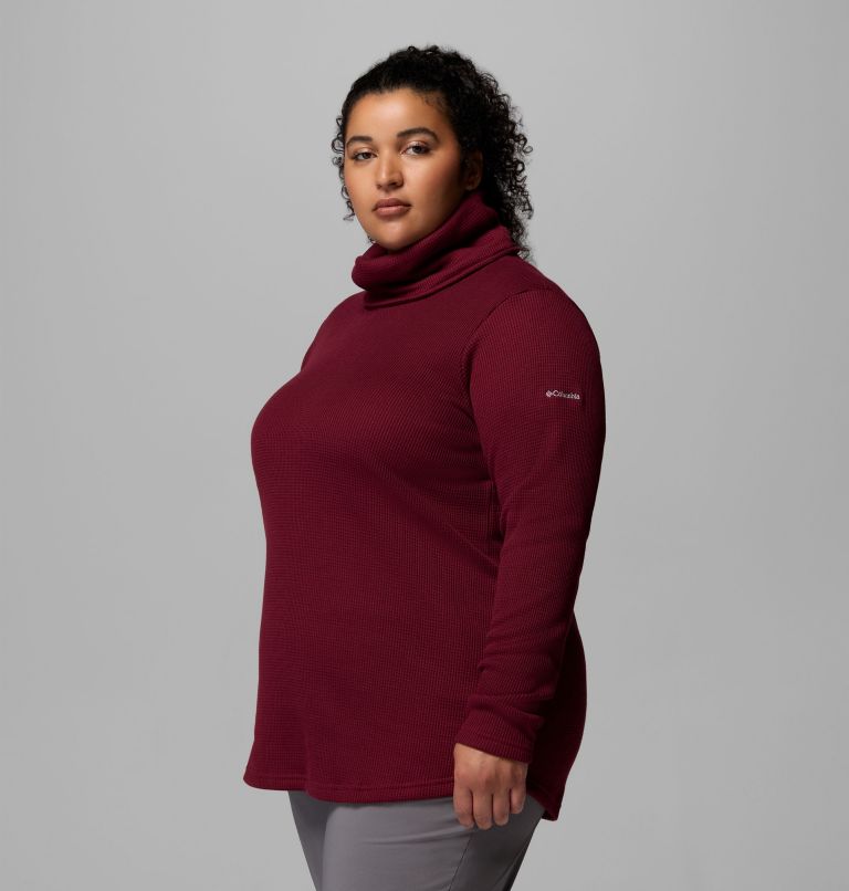 Women's Holly Hideaway Waffle Cowl Neck Pullover - Plus Size, Color: Rich Wine, image 4
